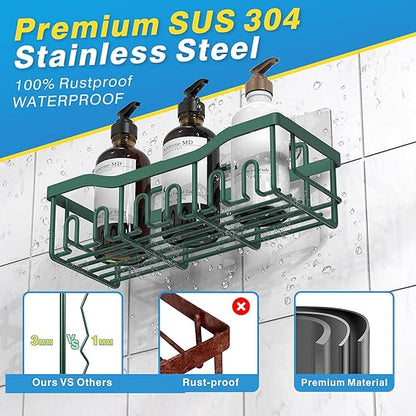Adhesive Shower Caddy, 5 Pack Rustproof Stainless Steel Bath Organizers With Large Capacity
